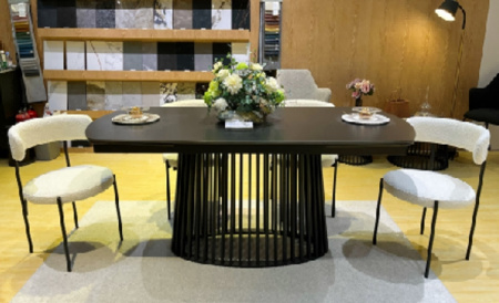 Стол DESIO 180 PURE BLACK SOLID CERAMIC Черный мрамор матовый, керамика/Черный каркас, ®DISAUR