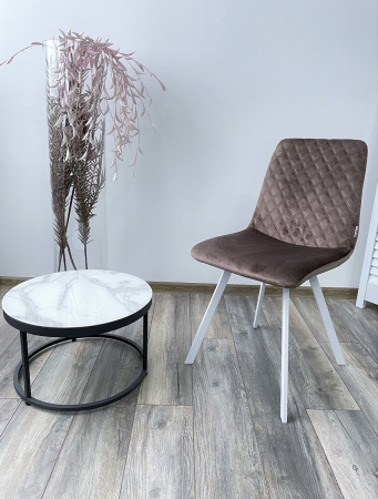 Стул DAIQUIRI BLUVEL-38 LATTE / белый каркас, велюр М-City