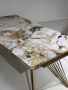 Стол ACERRA NEW 160 GLOSS GRAND JADE SOLID CERAMIC/ каркас цвета шампань, ®DISAUR