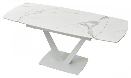 Стол ALATRI 120 GLOSS STATUARIO WHITE SOLID CERAMIC / WHITE, ®DISAUR