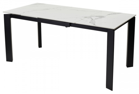 Стол CORNER 120 GLOSS STATUARIO WHITE SOLID CERAMIC / BLACK, ®DISAUR