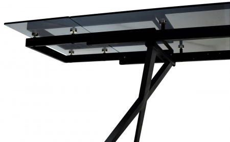 Стол ADRIA 160 SMOKED BLACK GLASS Дымчато-черное стелко/ черный каркас, ®DISAUR