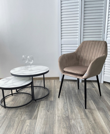 Стул ALABAMA BLUVEL-40 BEIGE, велюр / черный каркас М-City