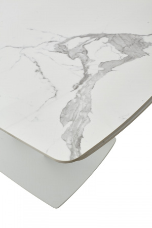 Стол ALATRI 120 GLOSS STATUARIO WHITE SOLID CERAMIC / WHITE, ®DISAUR