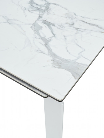 Стол CORNER 120 HIGH GLOSS STATUARIO керамика/ белый каркас, ®DISAUR