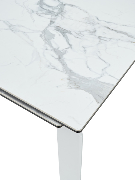 Стол CORNER 120 HIGH GLOSS STATUARIO керамика/ белый каркас, ®DISAUR