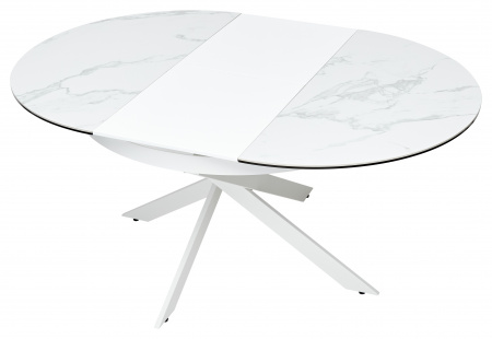 Стол TRENTO 120 HIGH GLOSS STATUARIO Белый мрамор глянцевый, керамика/ белый каркас, ®DISAUR