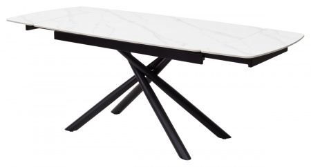Стол RIVOLI 140 MATT WHITE MARBLE SOLID CERAMIC / BLACK, ®DISAUR