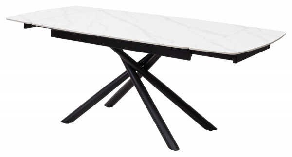 Стол RIVOLI 140 MATT WHITE MARBLE SOLID CERAMIC / BLACK, ®DISAUR